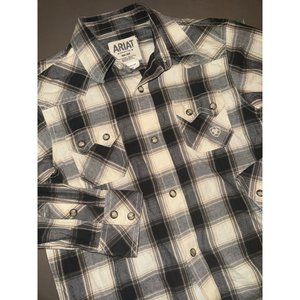 Ariat‎ girls, checkered, button-down shirt, retrofit, size medium